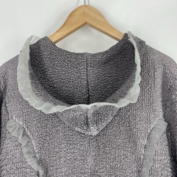 Y2K Lucy's Silk Cardigan Size Large Maxi Duster Goth Ruffle Witchy Whimsigoth - Picture 9 of 10